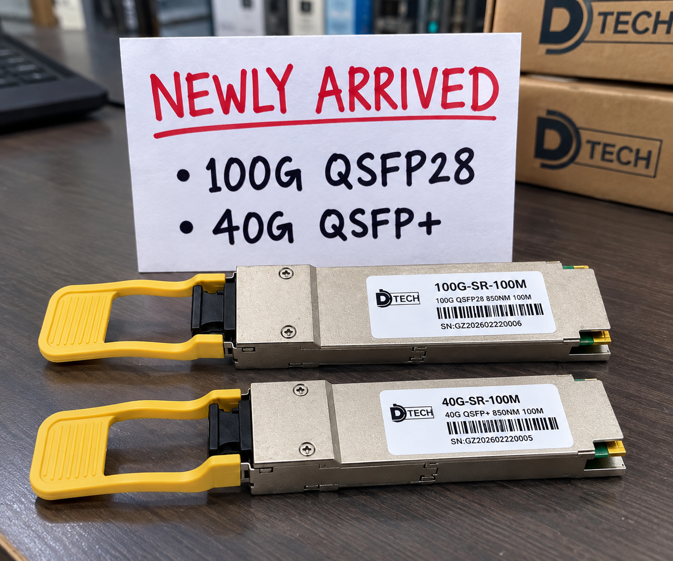 Newly Arrived 100G QSFP, 40G, POE  Products at D-TECH